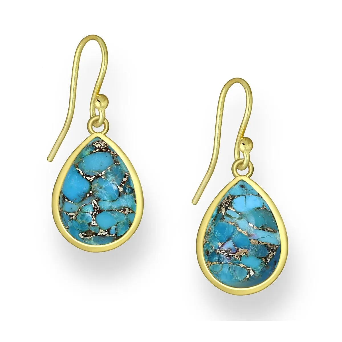 18K Goldtone Plated Sterling Silver & Turquoise Teardrop Drop Earrings- AG Sterling sold by Zulily