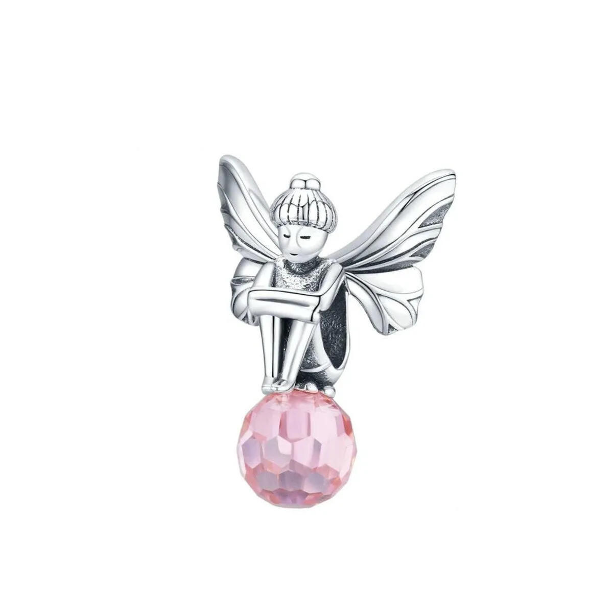 Pink Cubic Zirconia & Sterling Silver Fairy Charm sold by Zulily