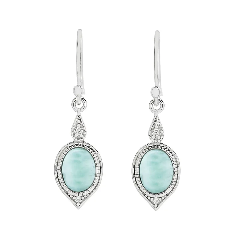 Larimar & Sterling Silver Pointed Oval Drop Earrings sold by Zulily
