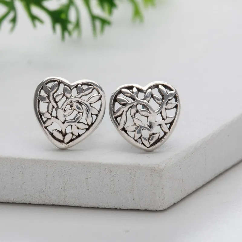 Sterling Silver Heart Vines Stud Earrings sold by Zulily