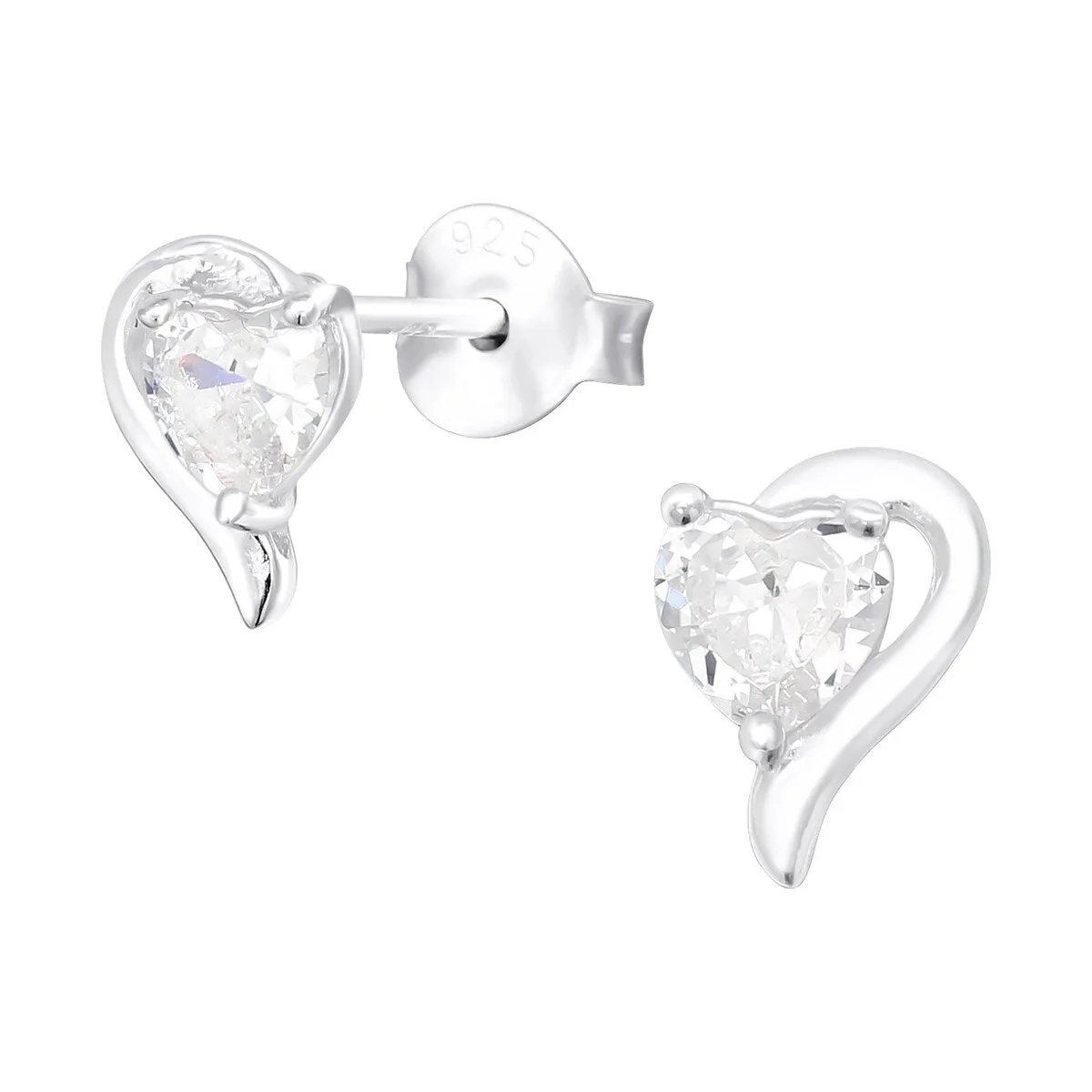 Sterling Silver Cubic Zirconia Heart Sud Earrings sold by Zulily