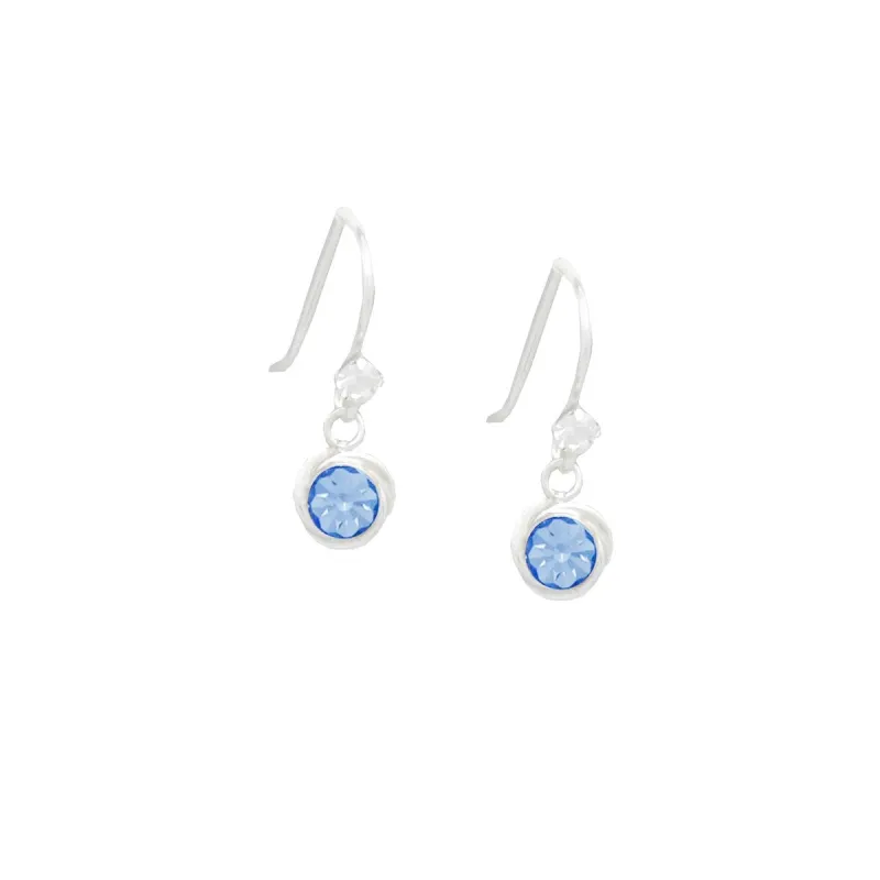 Sterling Silver & Blue Cubic Zirconia Brilliant Cut Bezel Set Drop Earrings sold by Zulily