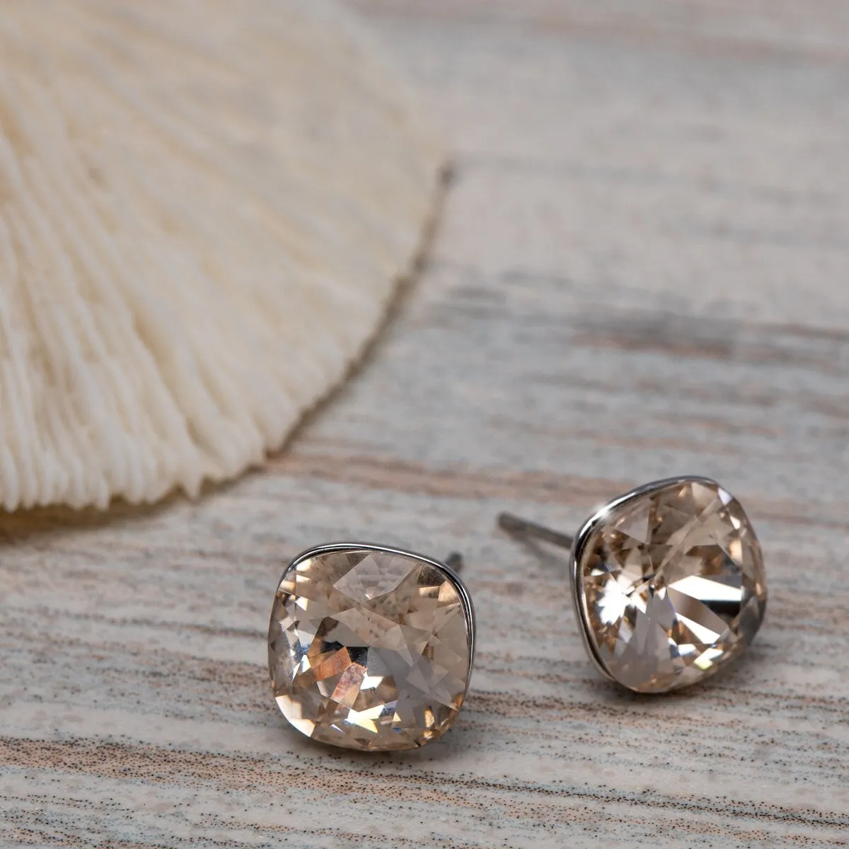 Cushion Cut Crystal Stud Earrings sold by Zulily product image thumbnail 3