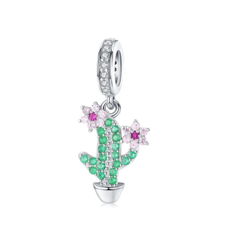 Sterling Silver Green Cubic Zirconia Cactus Charm sold by Zulily