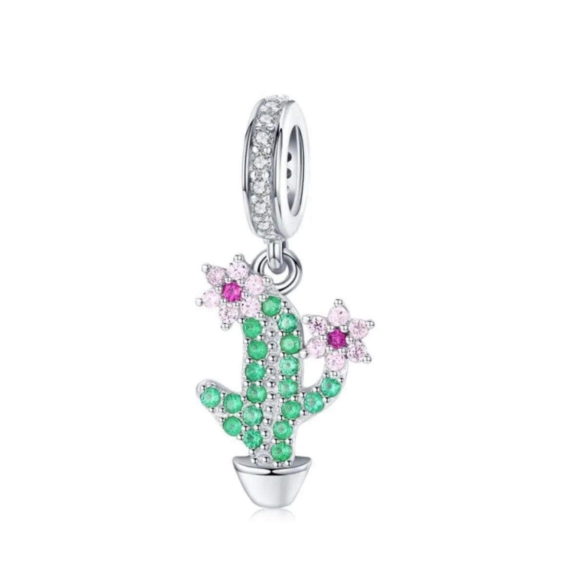 Sterling Silver Green Cubic Zirconia Cactus Charm sold by Zulily