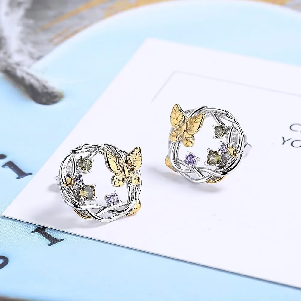 14K Gold Two-Tone Floral and Gemstone Earrings - Multi - 14mm D sold by Zulily