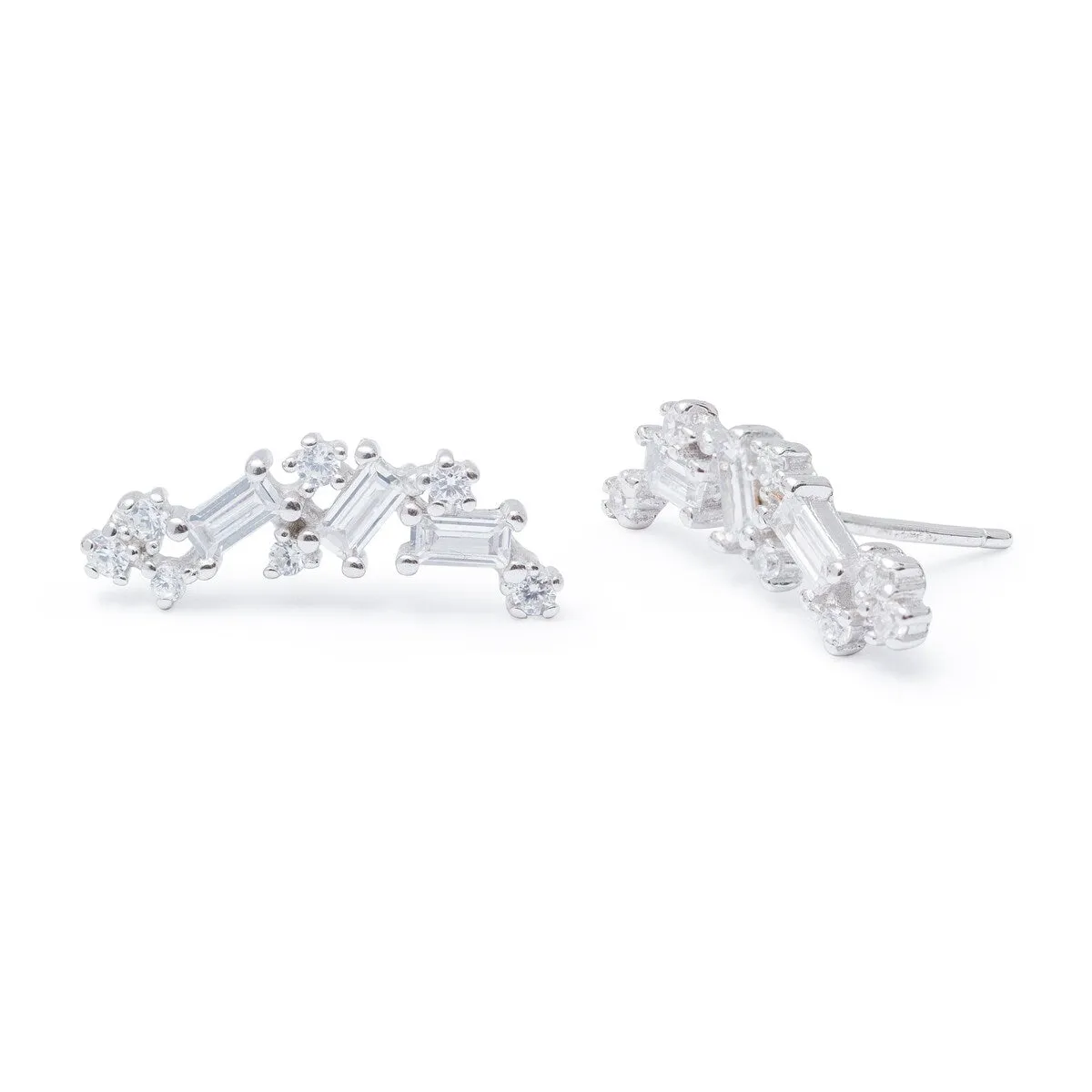 Sterling Silver Clustered Cubic Zirconia Crawler Earrings sold by Zulily