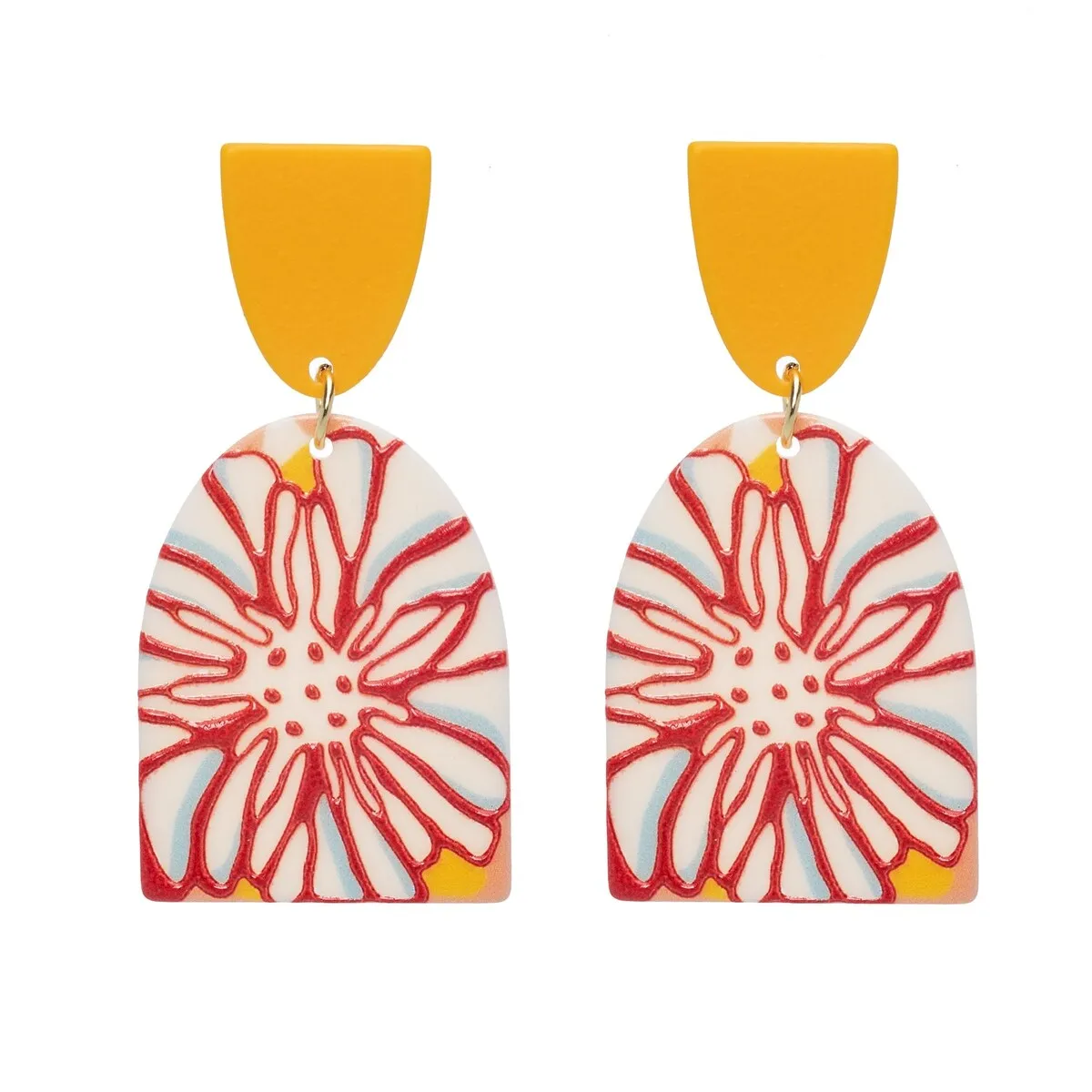 Yellow Orange Patterned Drop Earrings sold by Zulily