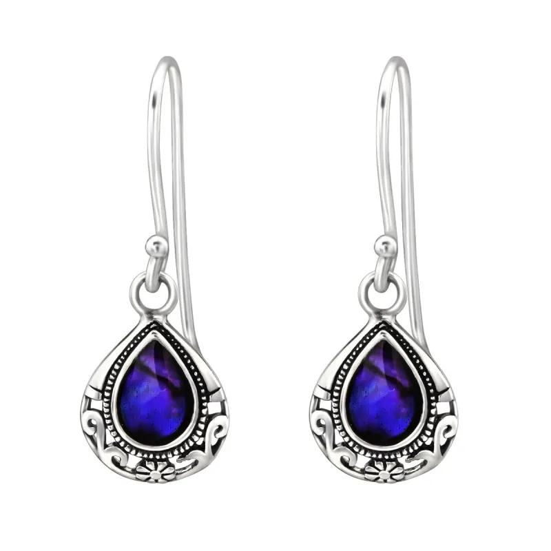 Sterling Silver Blue Abalone Teardrop Drop Earrings sold by Zulily