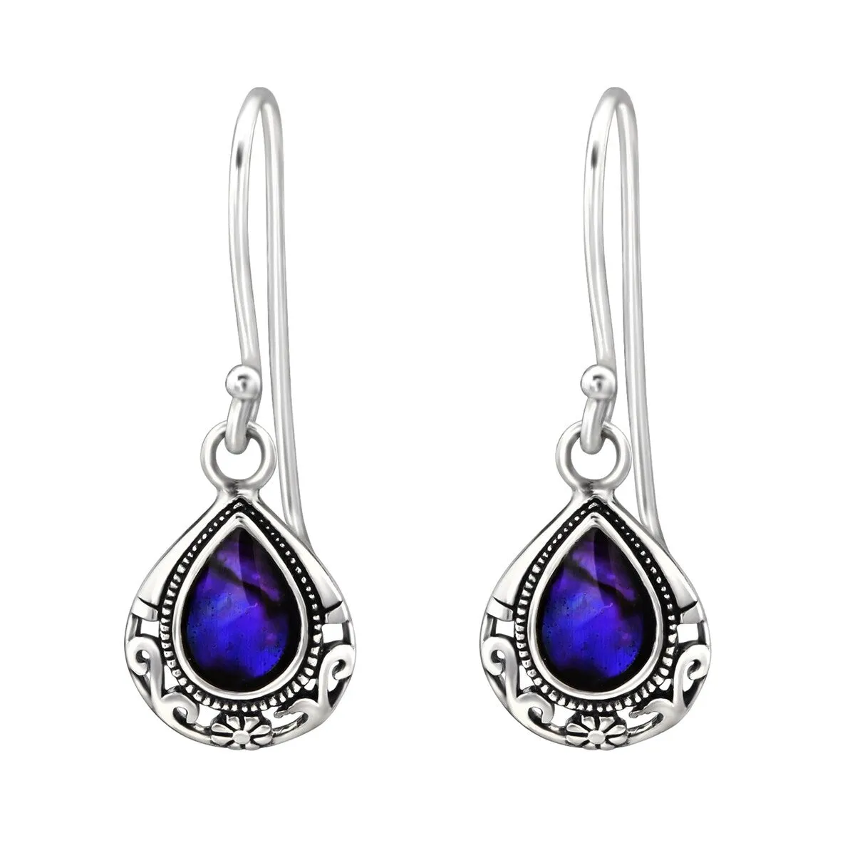 Sterling Silver Blue Abalone Teardrop Drop Earrings sold by Zulily