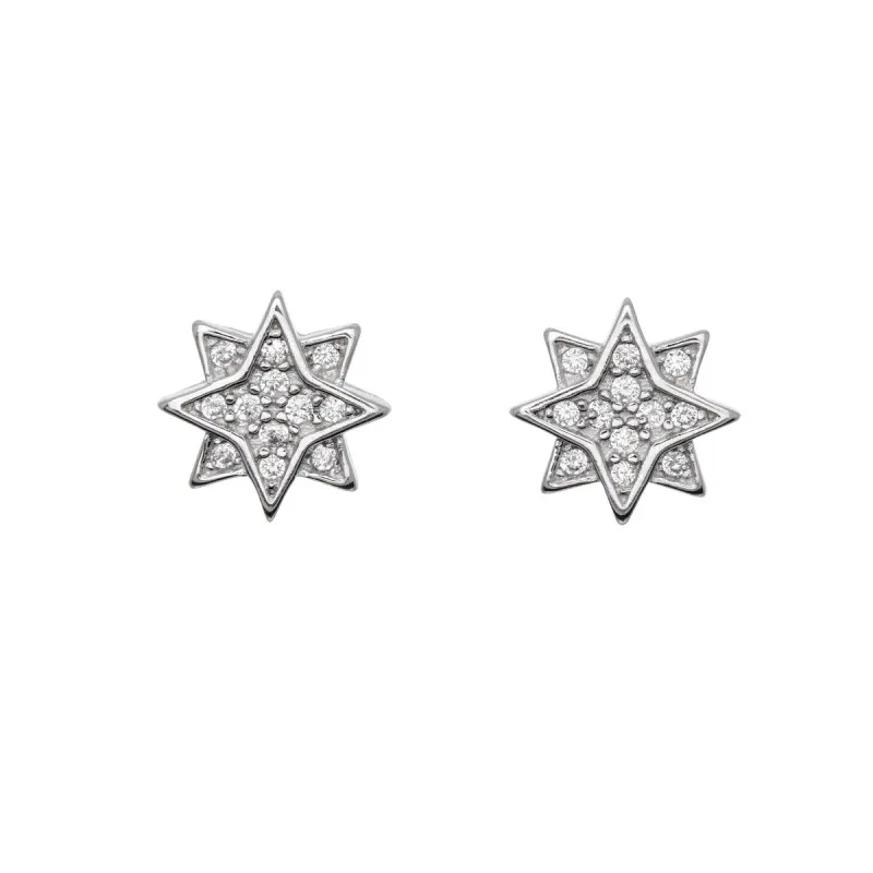 Sterling Silver Cubic Zirconia Eight Point Star Stud Earrings sold by Zulily