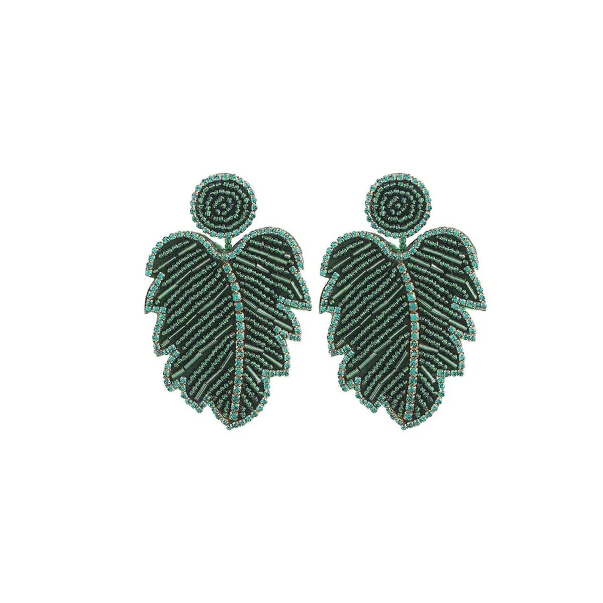 Green Beaded Leaf Drop Earrings sold by Zulily