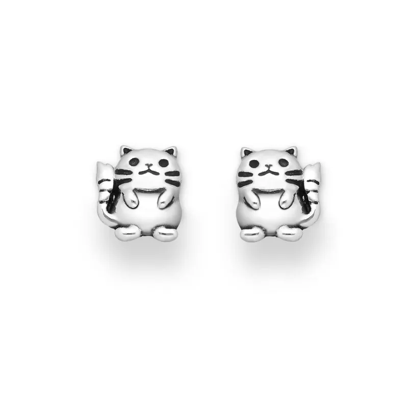 Sterling Silver Cat Stud Earrings sold by Zulily