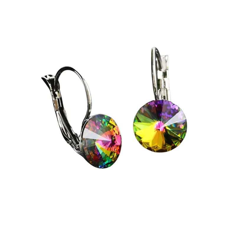 Rhodium plated Rivoli Drop leverback Earrings with Vitrail Medium Swarovski Crystals sold by Zulily