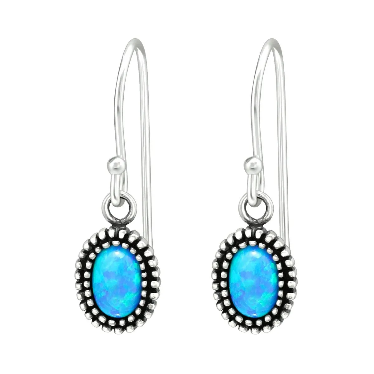 Sterling Silver Blue Lab Opal Drop Earrings sold by Zulily