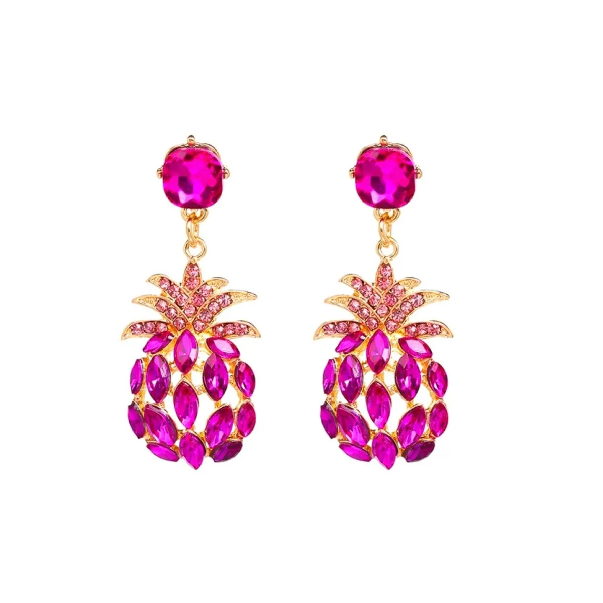 Goldtone Fuchsia Pineapple Drop Earring sold by Zulily