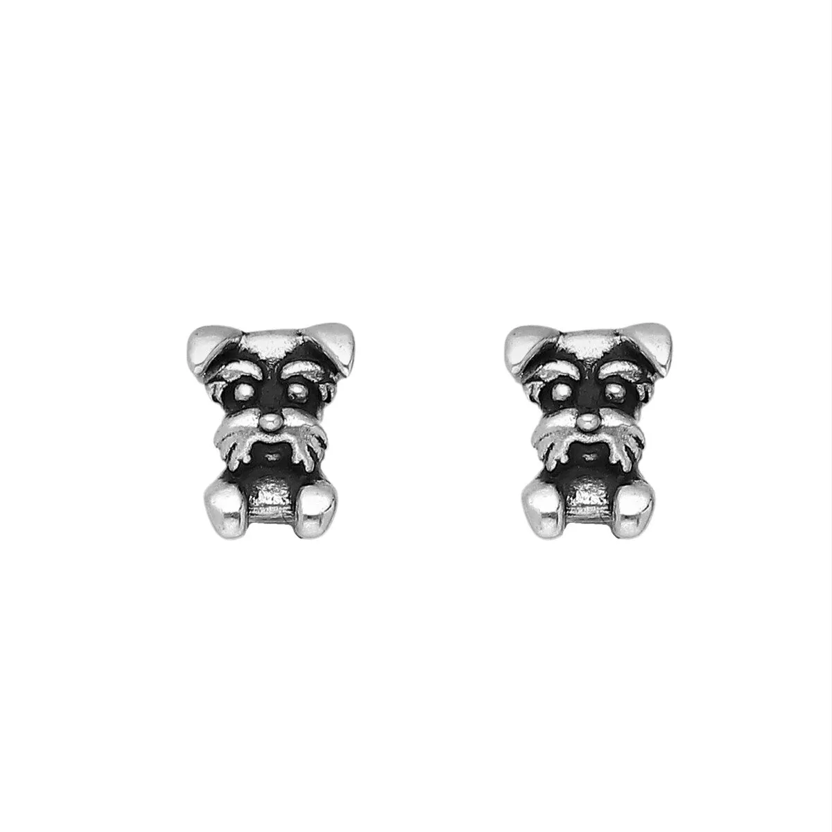 Sterling Silver Schnauzer Dog Stud Earrings sold by Zulily