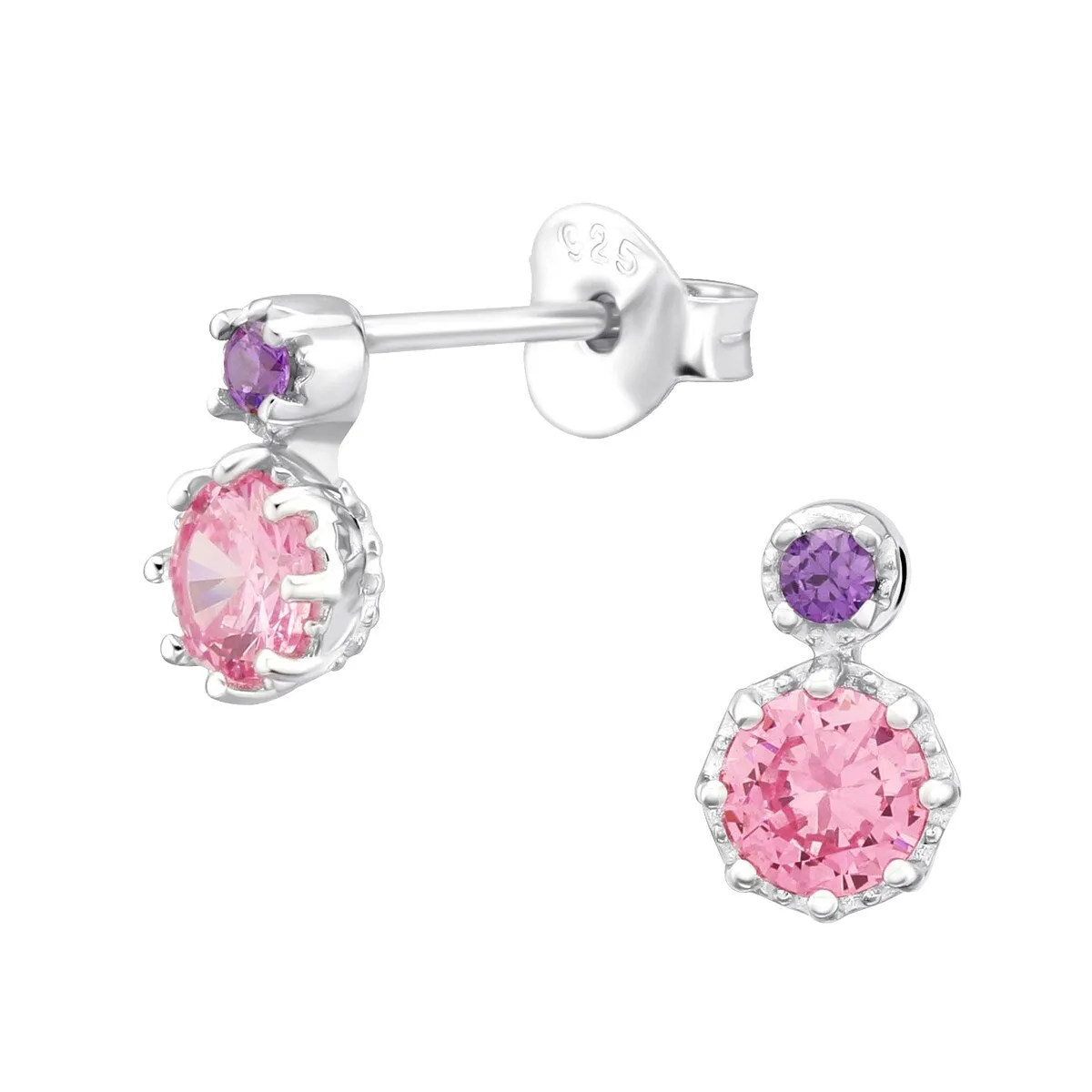 Sterling Silver Pink Dainty Drop Earrings sold by Zulily