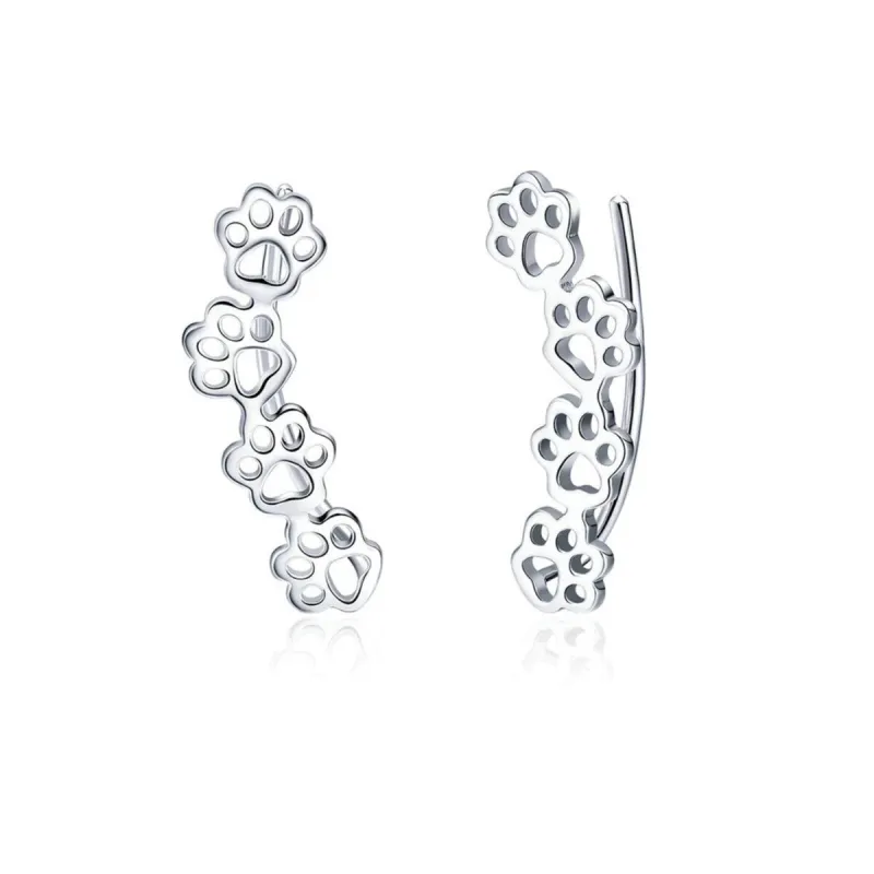 Sterling Silver Open Paw Print Threader Earrings sold by Zulily