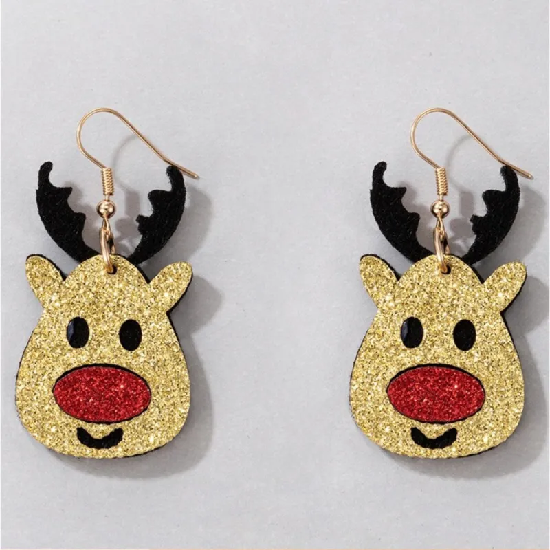 Tan & Red Glittering Reindeer Drop Earrings sold by Zulily