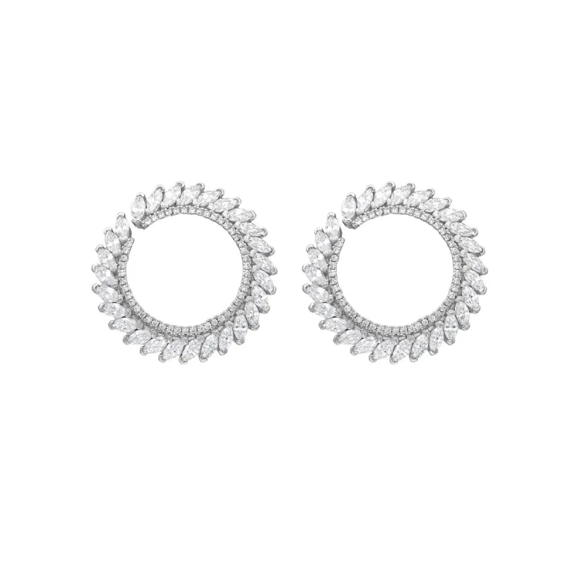 Sterling Silver Cubic Zirconia Marquis Statement Circular Stud Earrings sold by Zulily