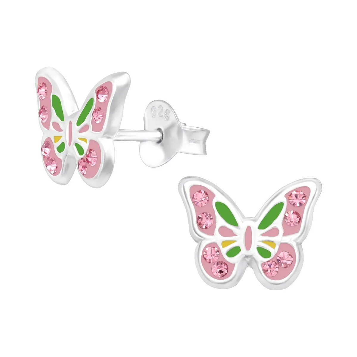 Sterling Silver Pink Butterfly Stud Earrings with Cubic Zirconia sold by Zulily