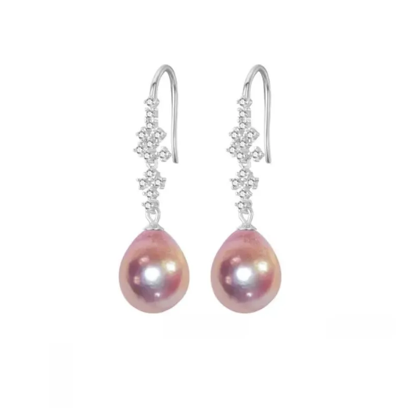 Sterling Silver CZ Bar & Mauve Freshwater Pearl Drop Earrings sold by Zulily