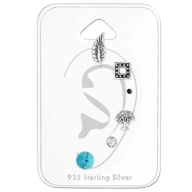 Sterling Silver Turquoise Boho Set Of 6 Earrings sold by Zulily