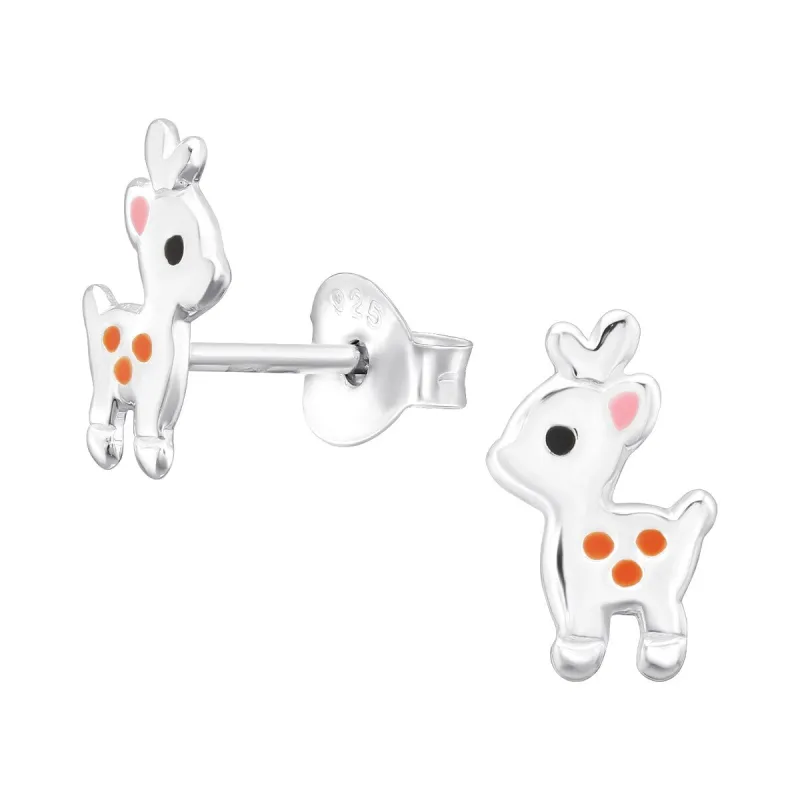 Sterling Silver Cute Orange & Pink Dotted Reindeer Dainty Stud Earrings sold by Zulily
