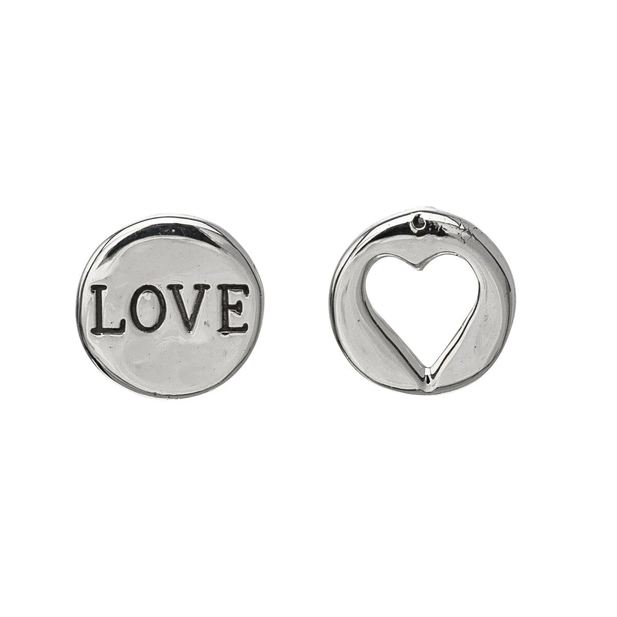 Sterling Silver Circular Love Heart Stud Earrings sold by Zulily