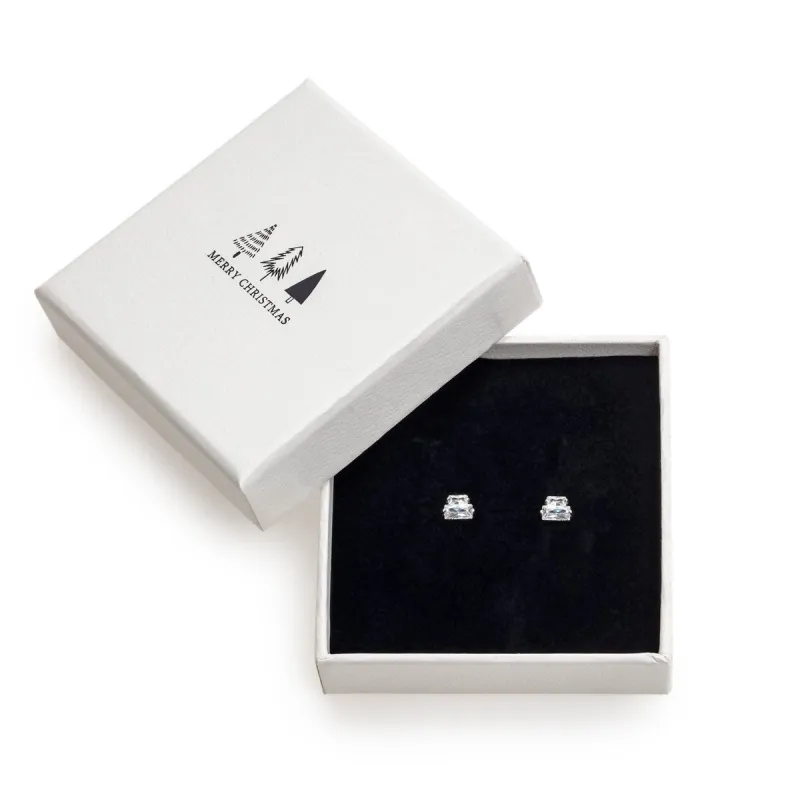 Sterling Silver Cubic Zirconia Dual Baguette Stud Earrings In Holiday Box sold by Zulily