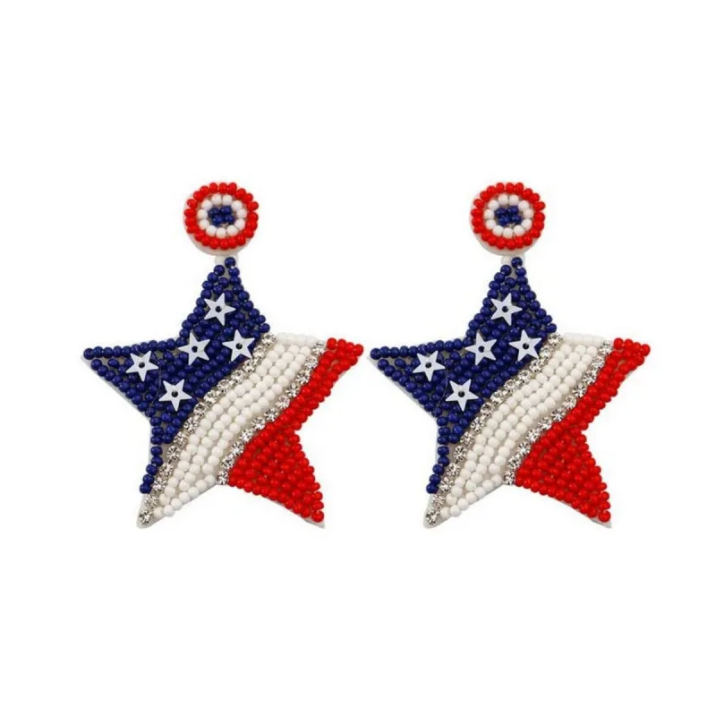 Red, White & Blue Star Beaded Drop Earrings sold by Zulily