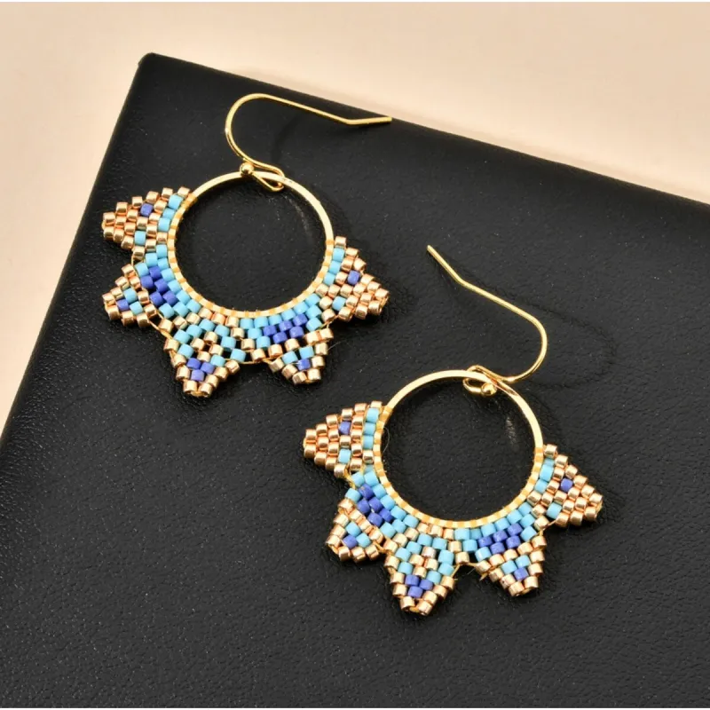 Seed Bead Petal Leaf Hoop Earrings sold by Zulily