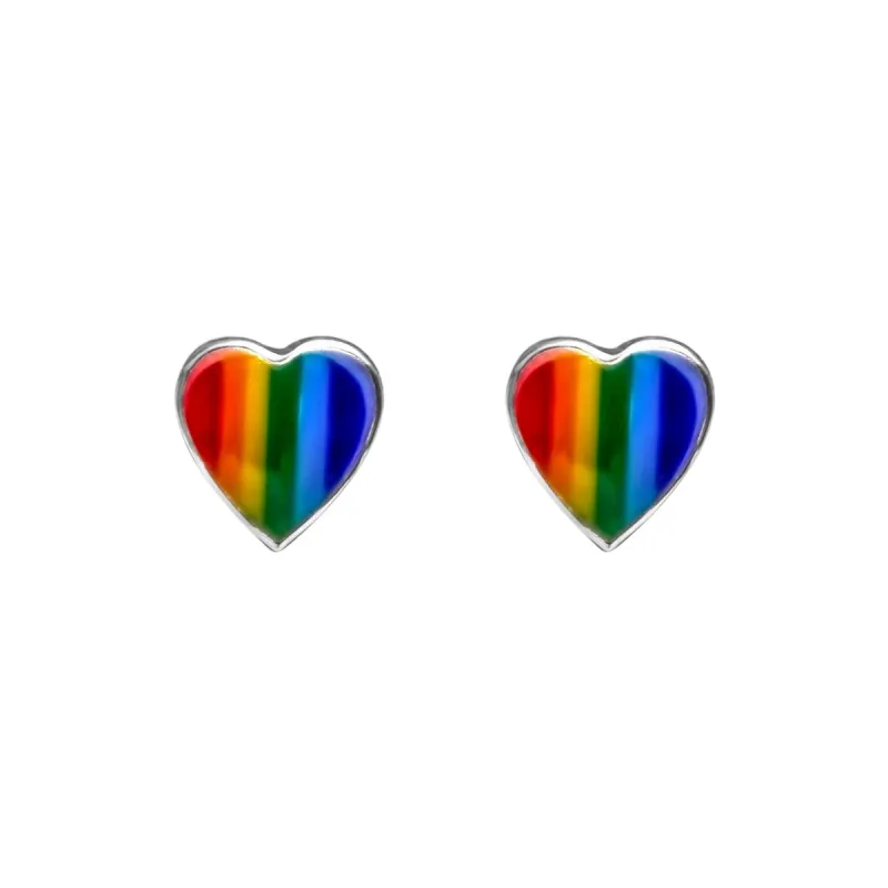 Rainbow Colored Heart Sterling Silver Stud Earrings sold by Zulily