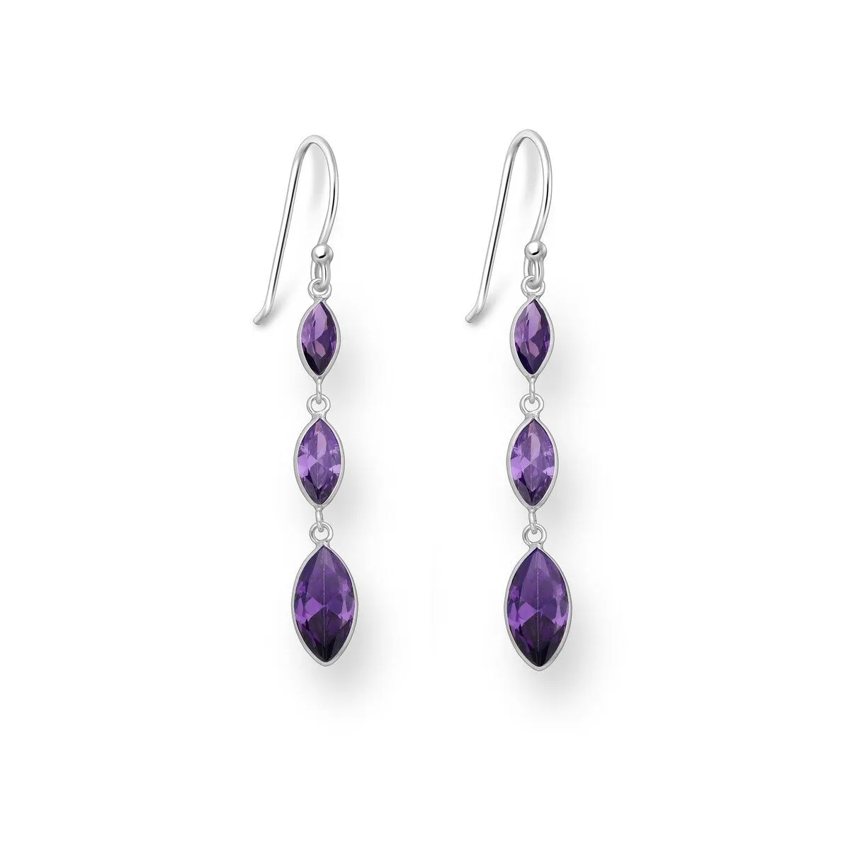 Cubic Zirconia & Sterling Silver Triple Marquis Drop Earrings sold by Zulily product image thumbnail 2