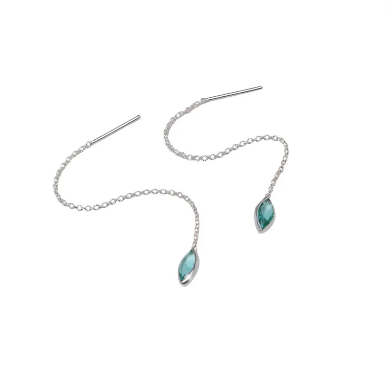 Sterling Silver Aqua Cubic Zirconia Marquis Threader Earrings sold by Zulily