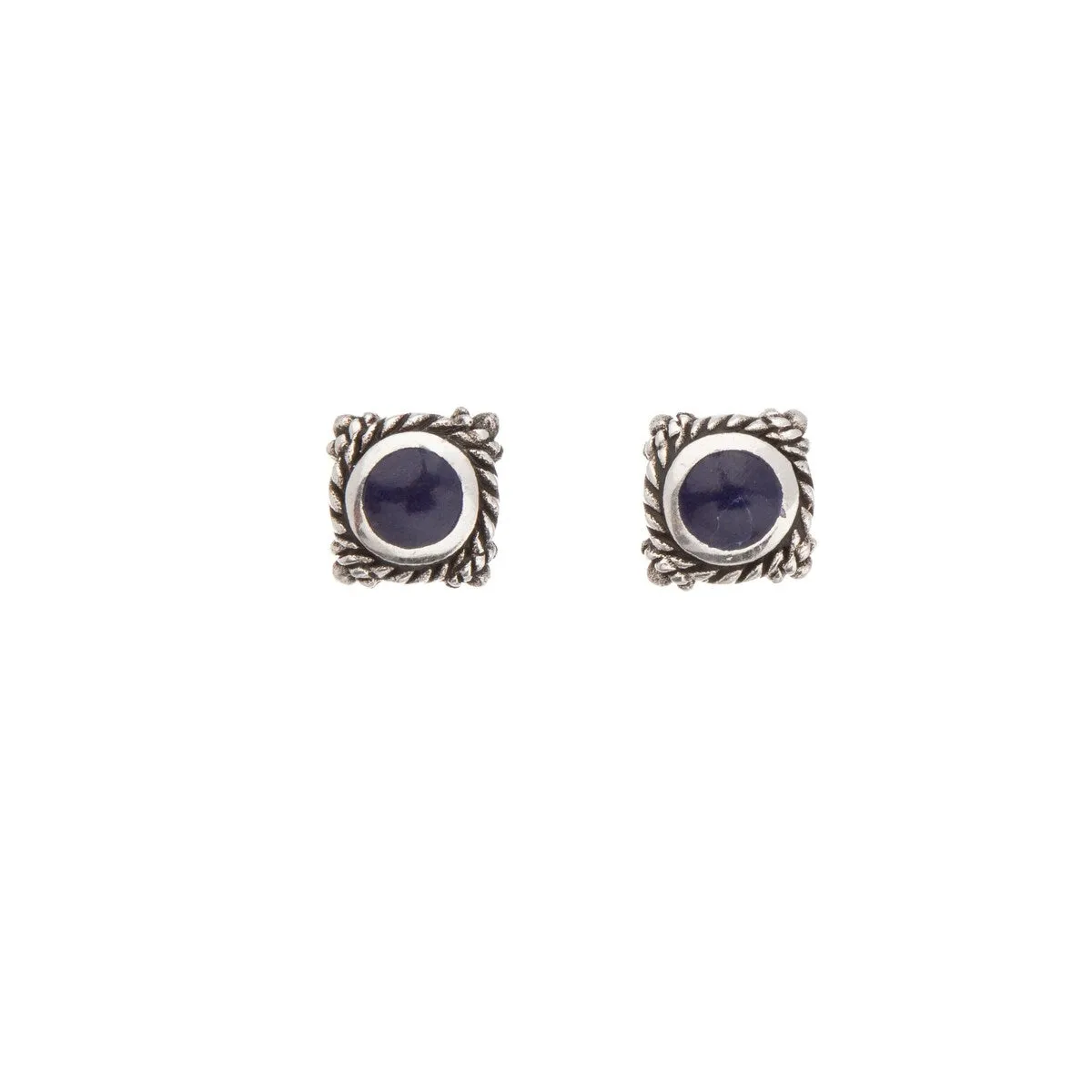 Sterling Silver Lapis Square Stud Earrings sold by Zulily