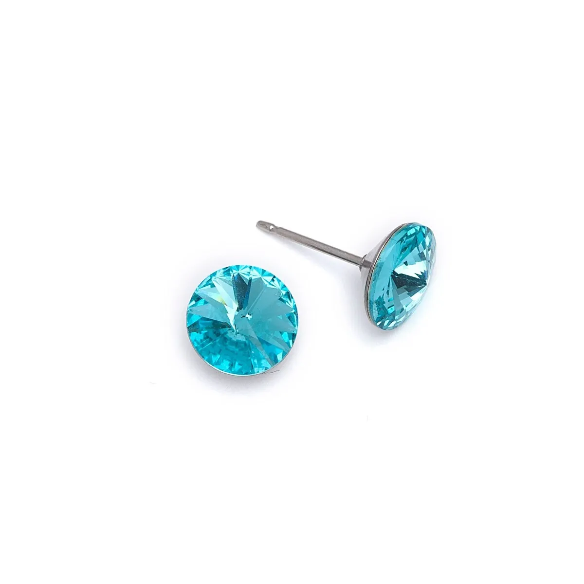Silvertone Round Stud Earrings with Swarovski Crystal sold by Zulily product image thumbnail 5