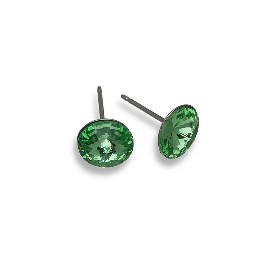 Silvertone Round Stud Earrings with Swarovski Crystal sold by Zulily