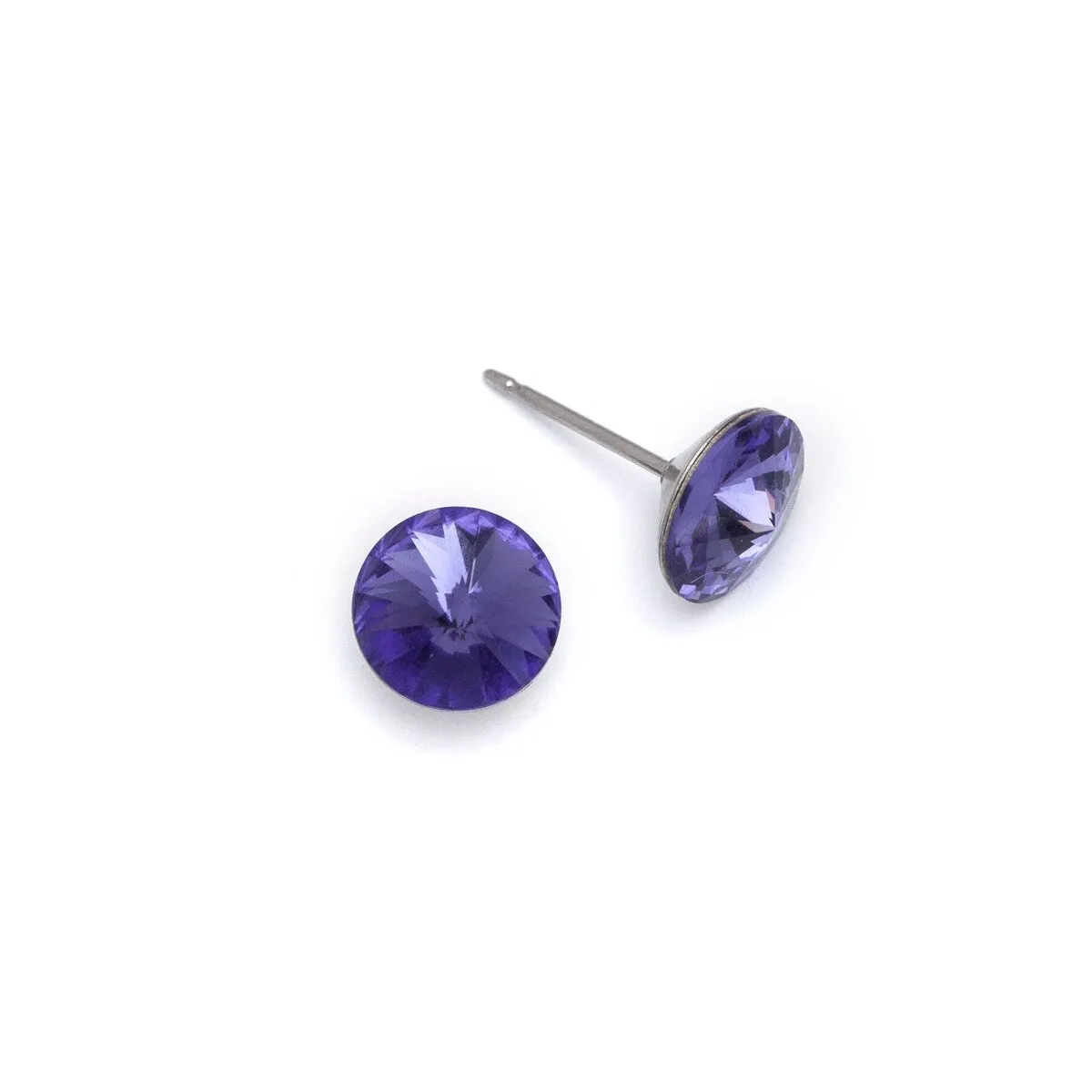 Silvertone Round Stud Earrings with Swarovski Crystal sold by Zulily product image thumbnail 4