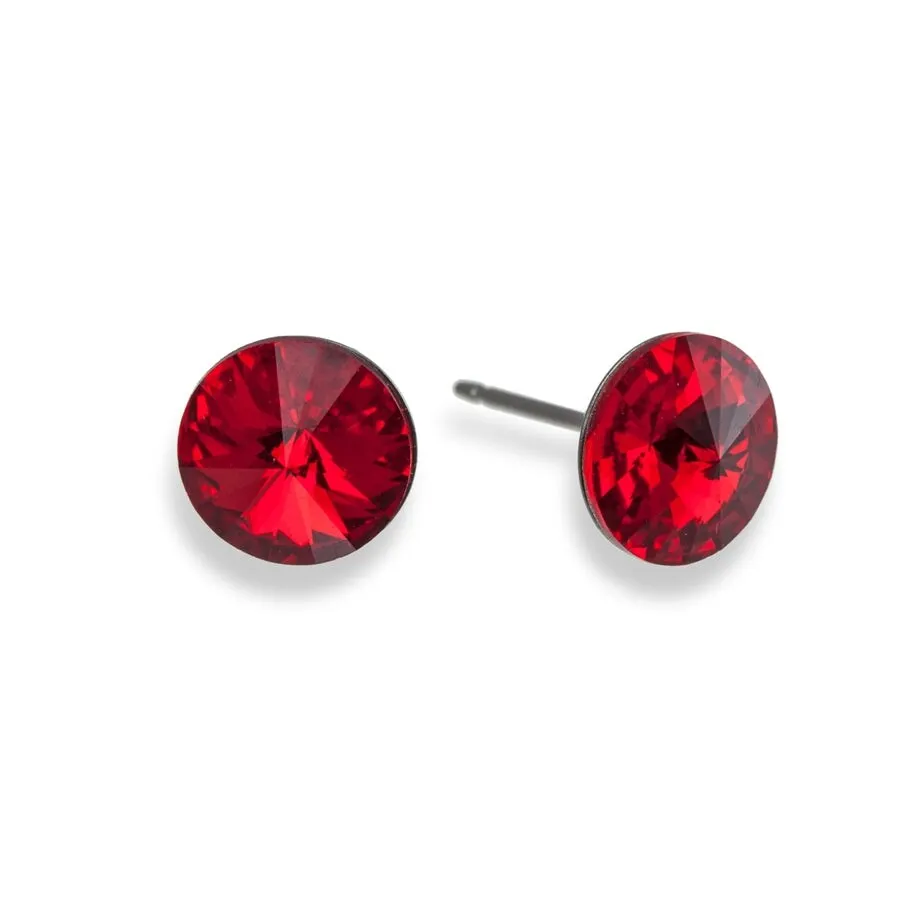 Silvertone Round Stud Earrings with Swarovski Crystal sold by Zulily product image thumbnail 3