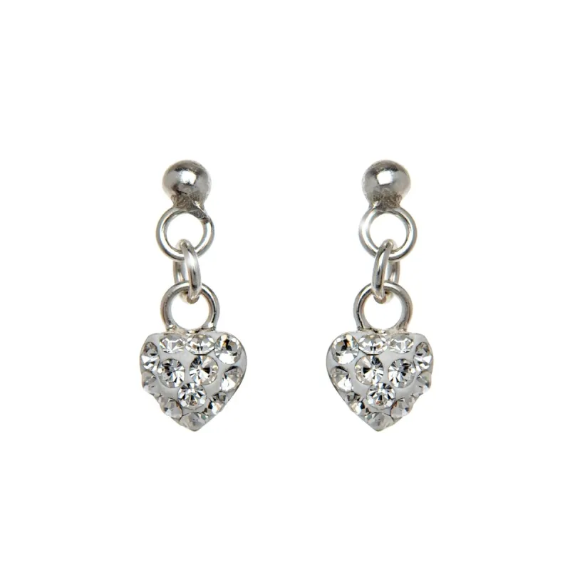 Sterling Silver Clear Cubic Zirconia Heart Drop Earrings sold by Zulily