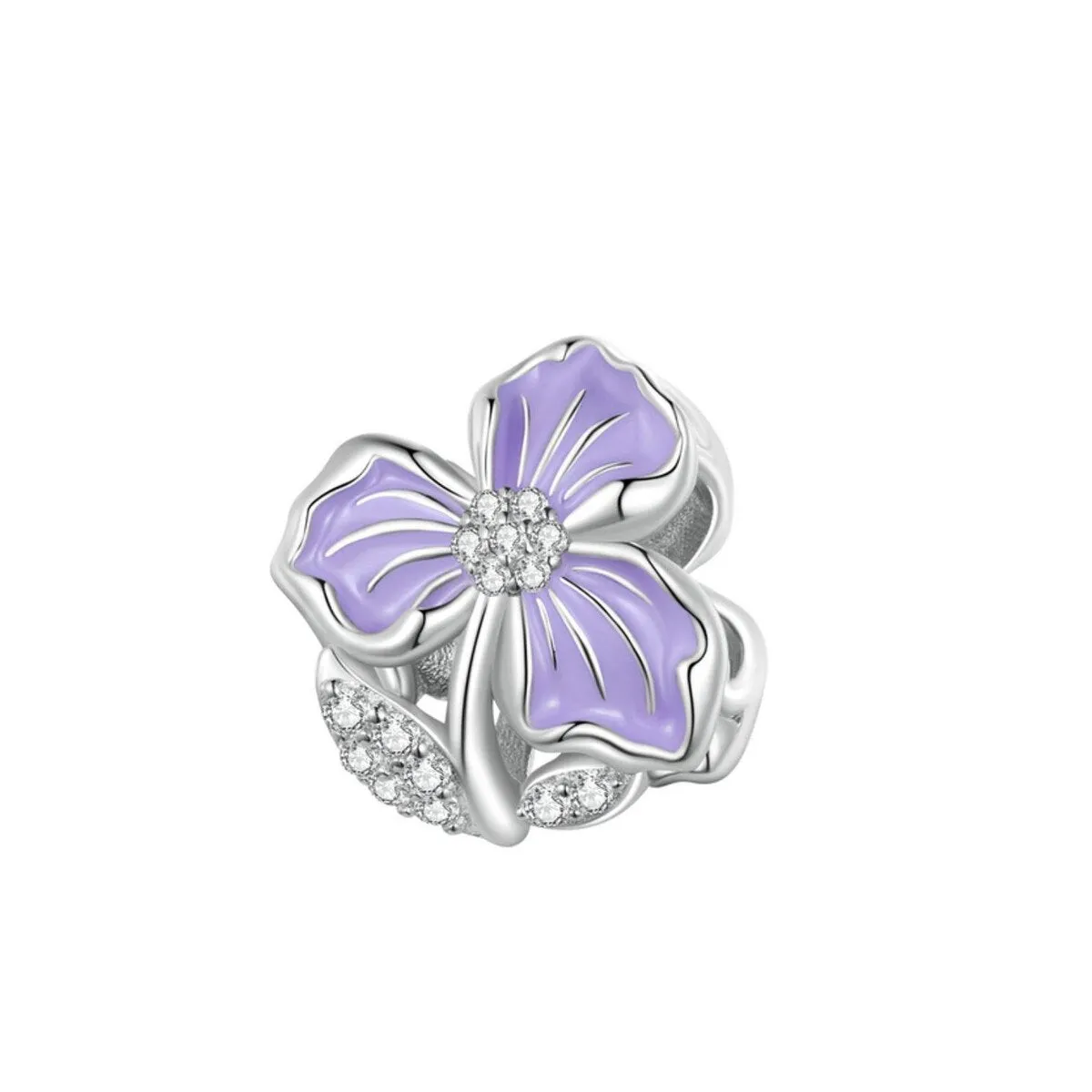 Violet Cubic Zirconia & Sterling Silver Flower Charm sold by Zulily