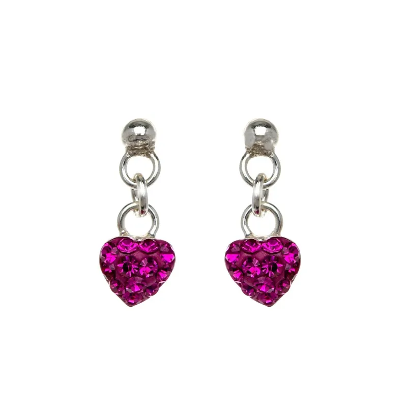 Sterling Silver Fuchsia Cubic Zirconia Heart Drop Earrings sold by Zulily