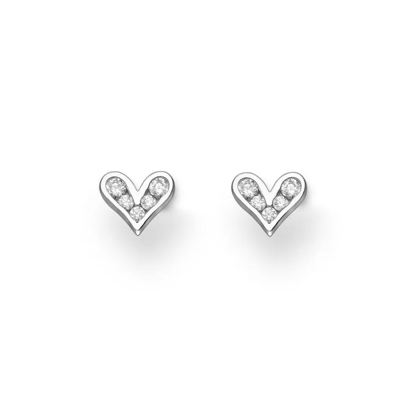 Sterling Silver Cubic Zirconia Heart Stud Earrings sold by Zulily