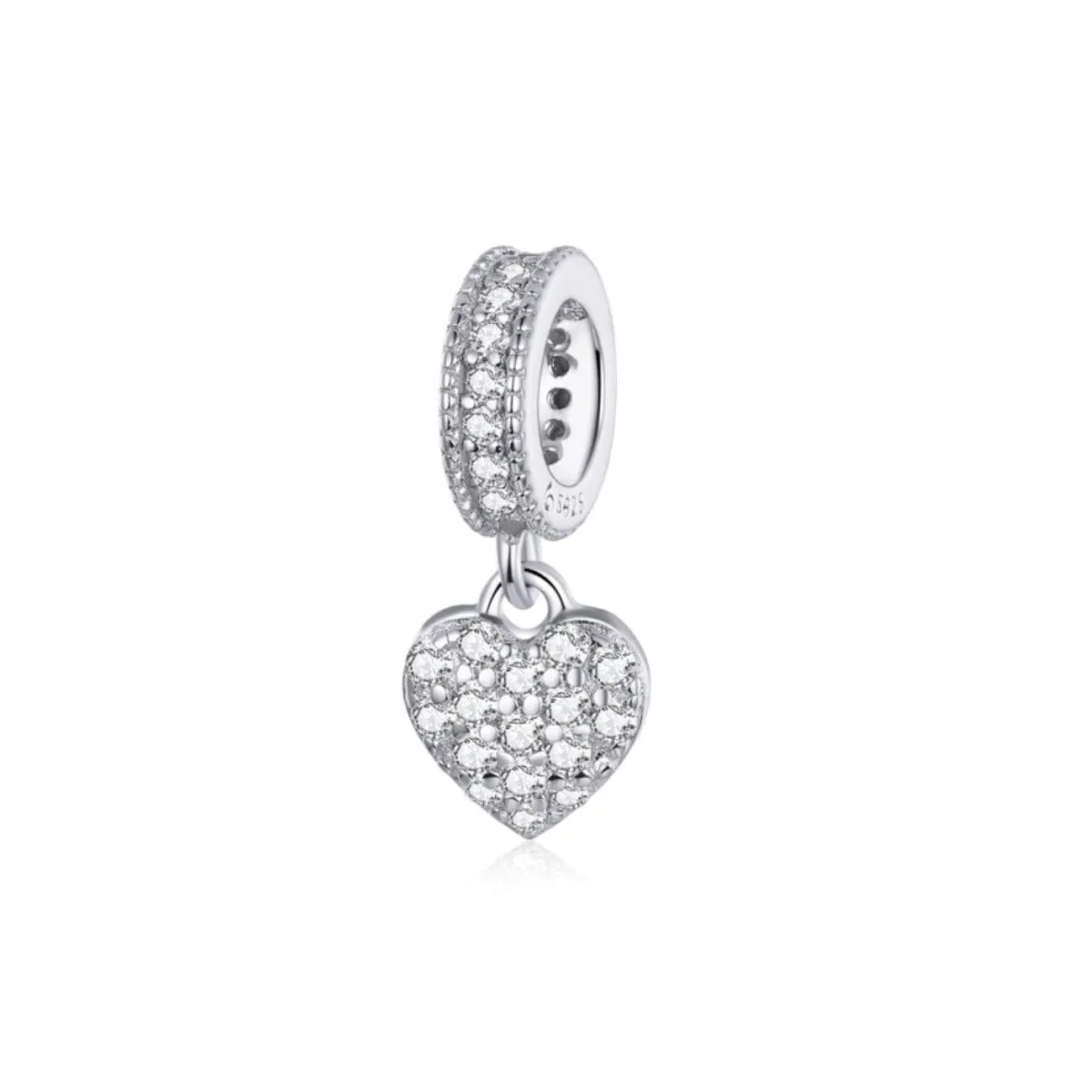 Sterling Silver Cubic Zirconia Pave Heart Hanging Charm sold by Zulily