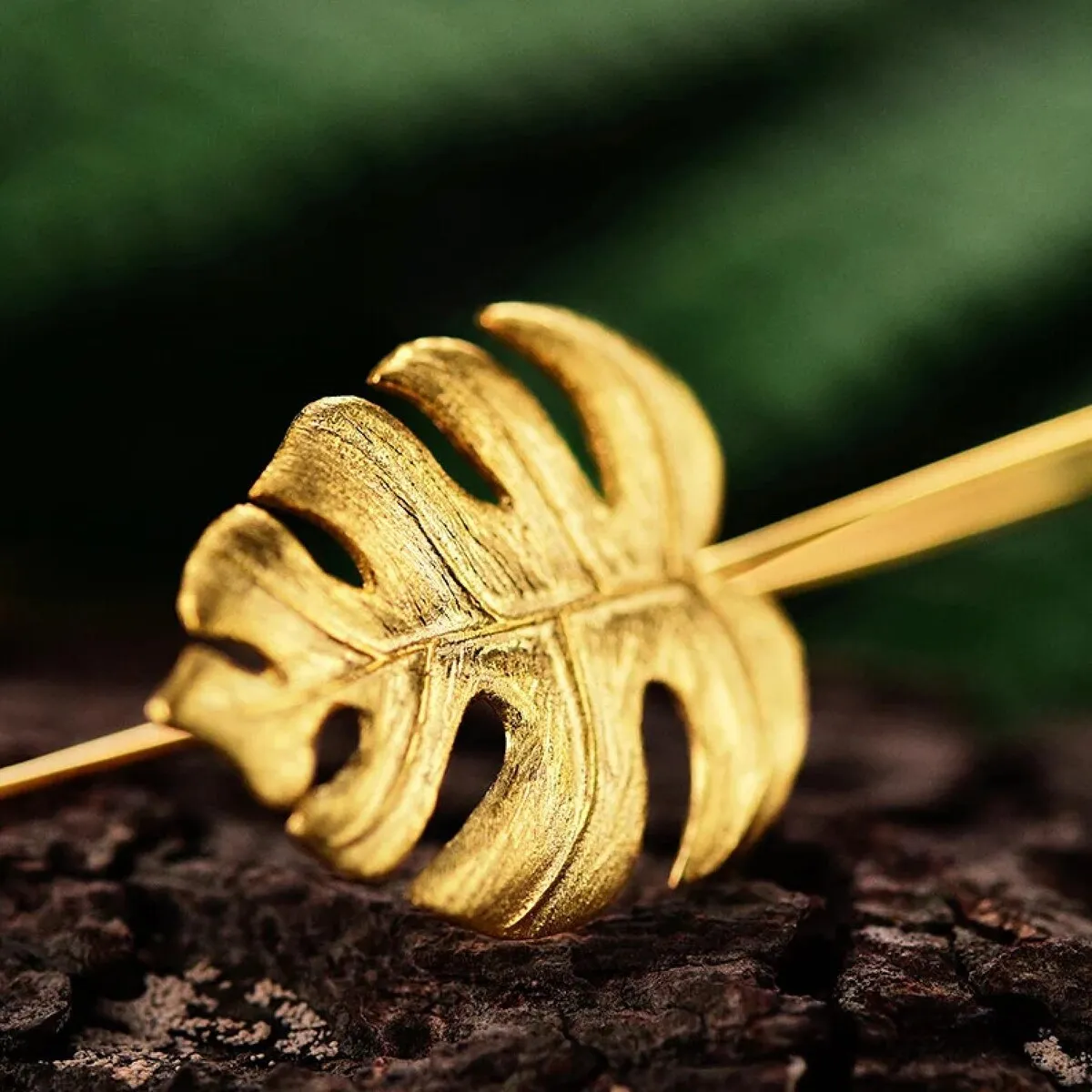 Sterling Silver Gold Plated Palm Leaf Threader Earrings sold by Zulily product image thumbnail 4