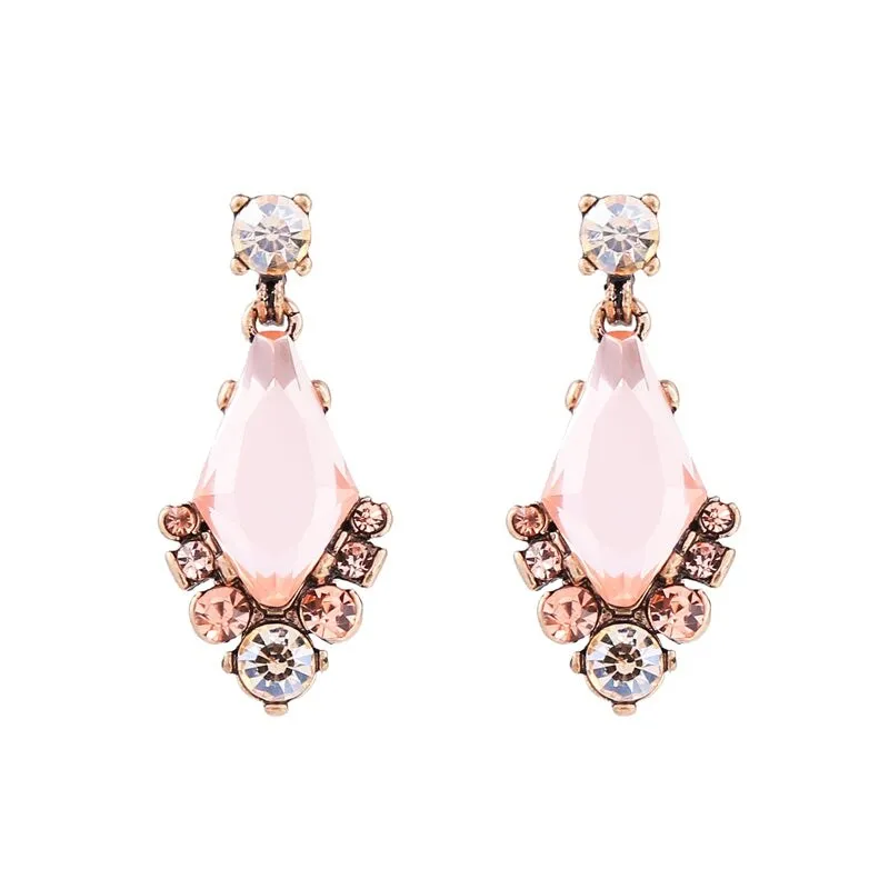 Vintage Pink And Brass Drop Earrings sold by Zulily