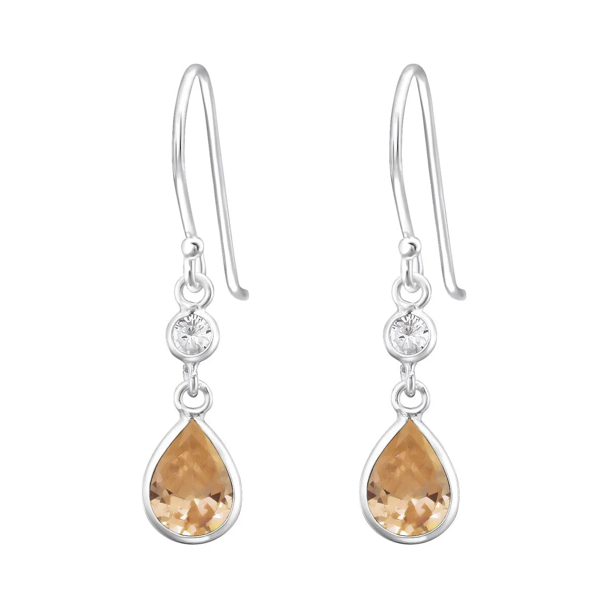 Sterling Silver Champaign Cubic Zirconia Teardrop Earrings sold by Zulily
