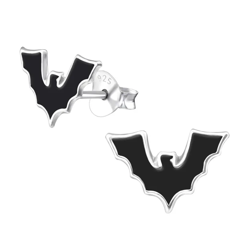 Sterling Silver Black Bat Stud Earrings sold by Zulily